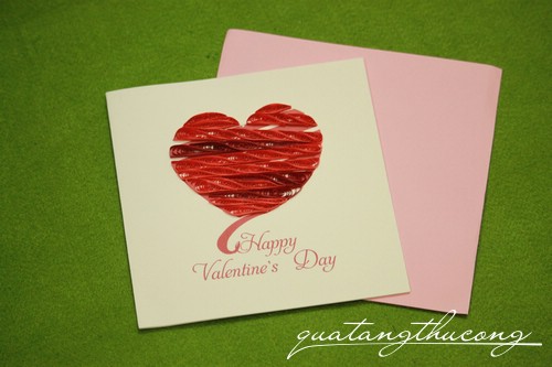 Thiệp quilling Happy valentine's day trái tim 2