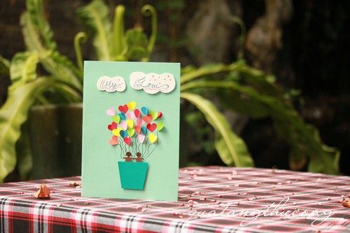 Thiệp khinh khí cầu trái tim