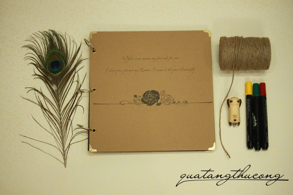 Album scrapbook vintage bìa hoa hồng đôi
