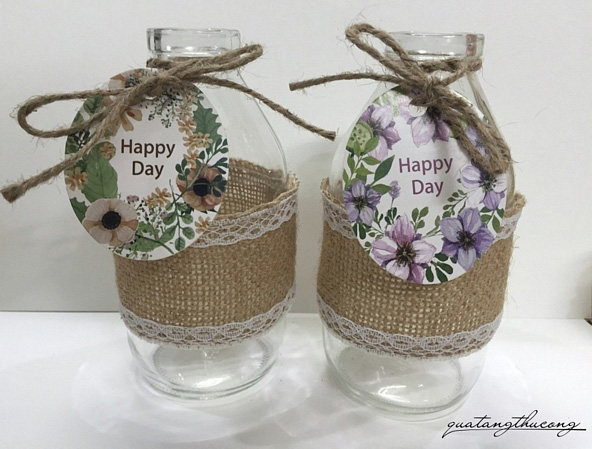 Lọ thủy tinh trang trí tag giấy Happy Day