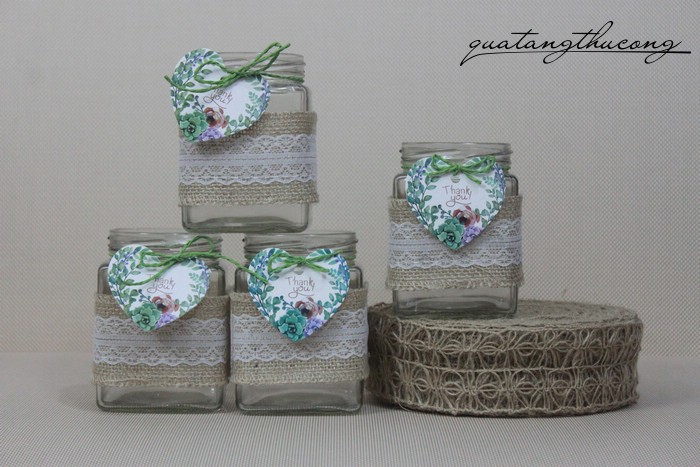 Lọ thủy tinh ruy băng dây thừng & tag giấy 6