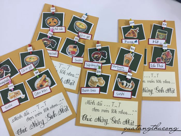 Thiệp sinh nhật các món ăn mẫu 2