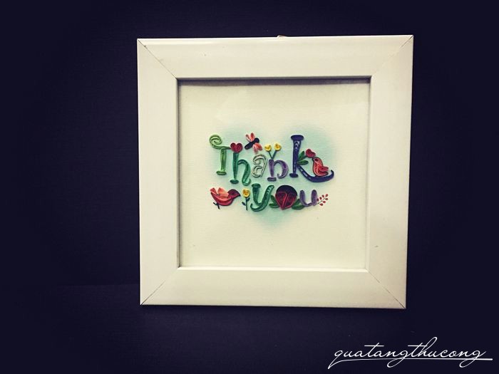 Khung tranh quilling chữ Thank you 