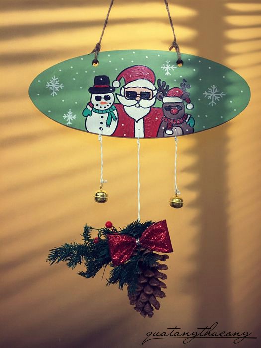 Bảng gỗ giáng sinh người tuyết, ông già Noel và tuần lộc