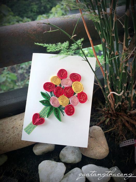 Thiệp tình yêu quilling 7x9cm hoa mẫu 1