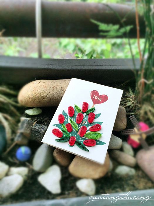 Thiệp tình yêu quilling 7x9cm hoa mẫu 3