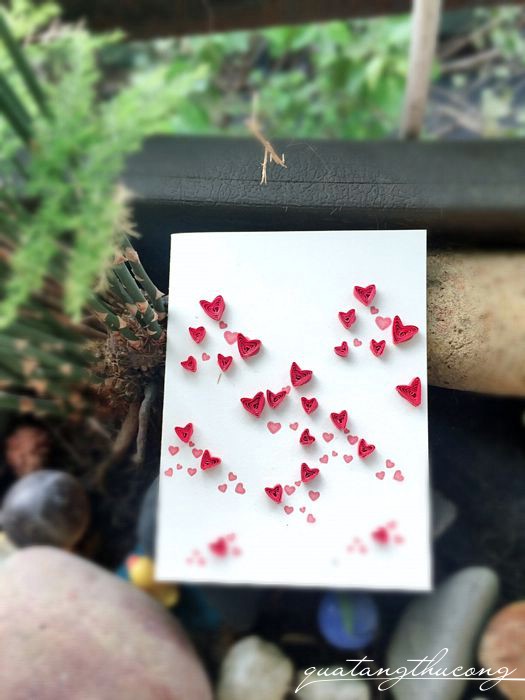 Thiệp tình yêu quilling 7x9cm tim mẫu 2