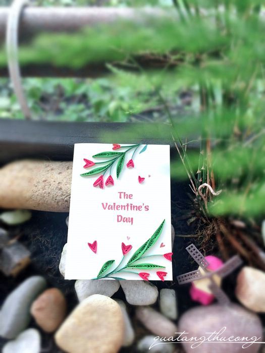 Thiệp tình yêu quilling 7x9cm tim mẫu 3