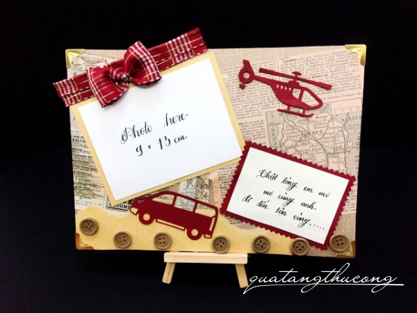 Khung ảnh giấy vintage có đế gỗ mẫu 1