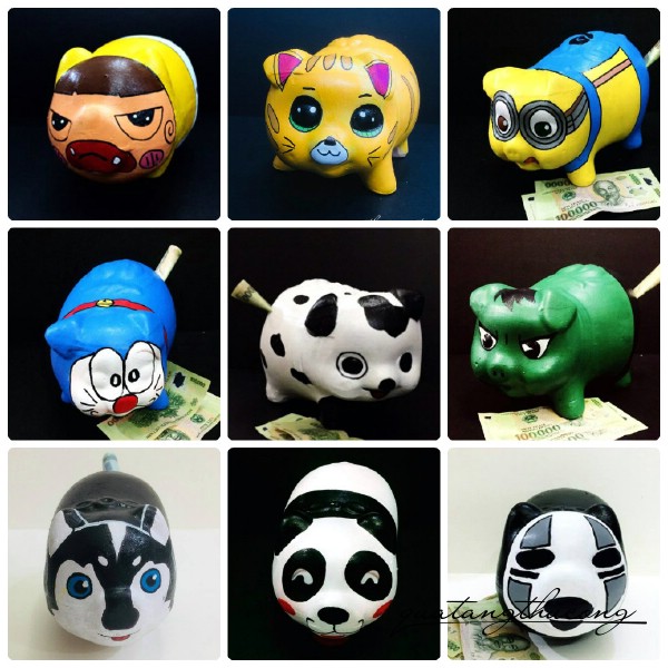 Những chú heo đất siêu hùng hay được tạo hình thành các nhân vật hoạt hình nỗi tiếng