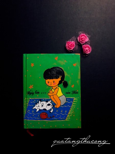 Sổ vẽ tay Cô gái và mèo mẫu 2
