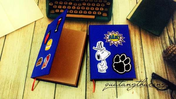 Sổ bọc vải patch ủi 13.5x18cm màu xanh dương