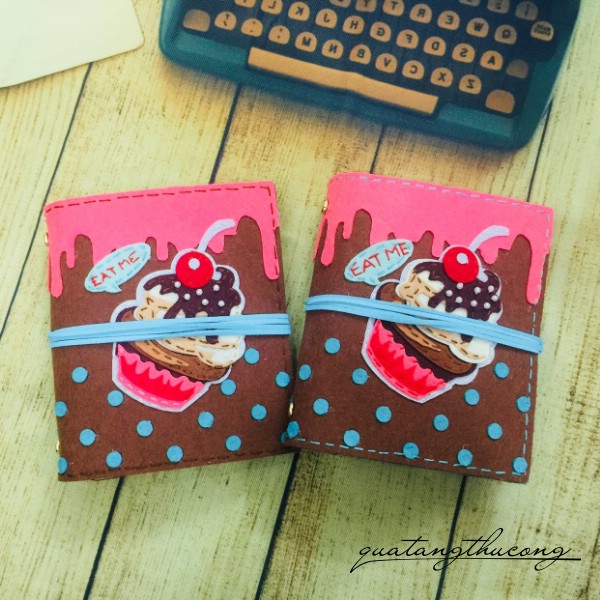 Sổ vải nỉ thay ruột 8x13cm Cupcake
