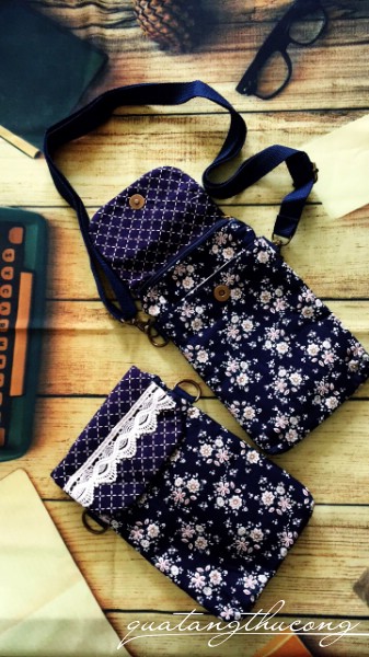 Túi đeo vải vintage 12x19cm dây dù mẫu 2