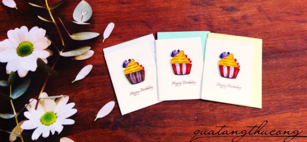 Thiệp quilling nhỏ HPBD Cupcake