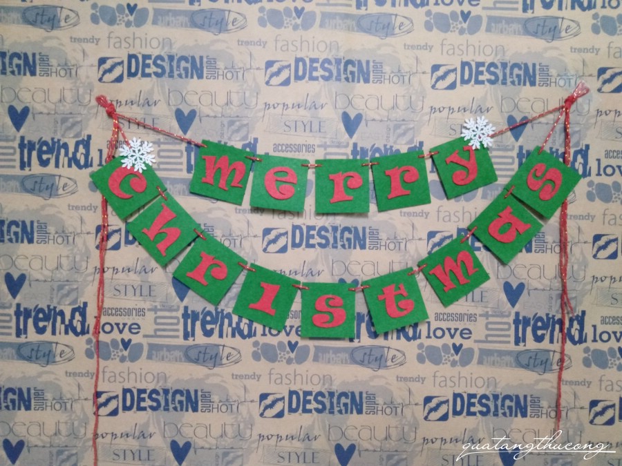 Dây treo Merry Christmas ô vuông 5cm mẫu 2