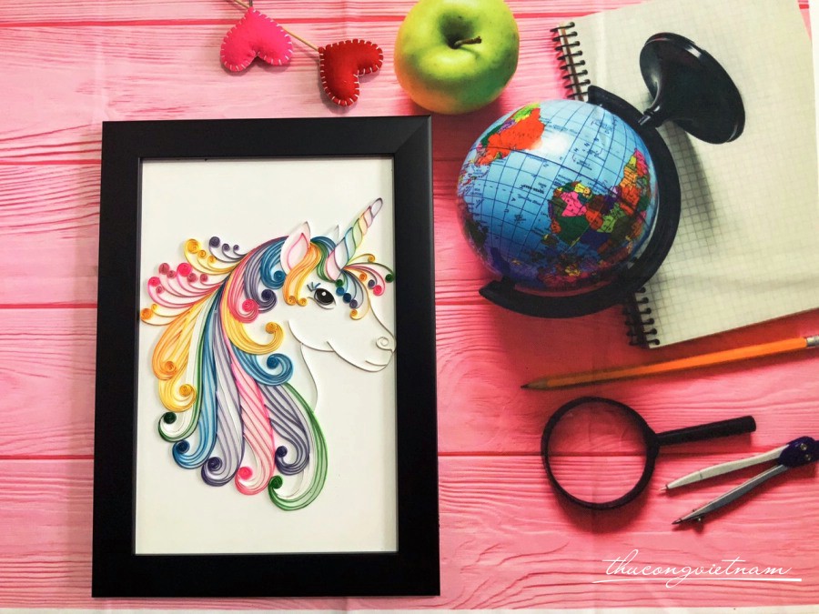 Khung tranh quilling hình Kỳ lân