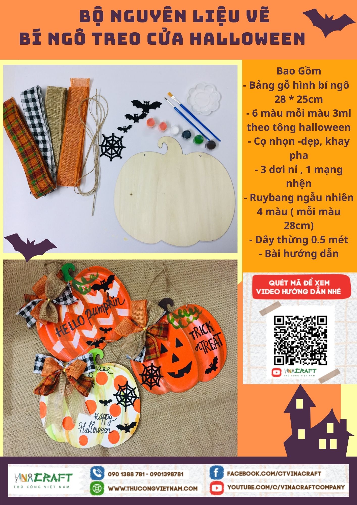 Bộ kit bảng vẽ bí ngô Halloween