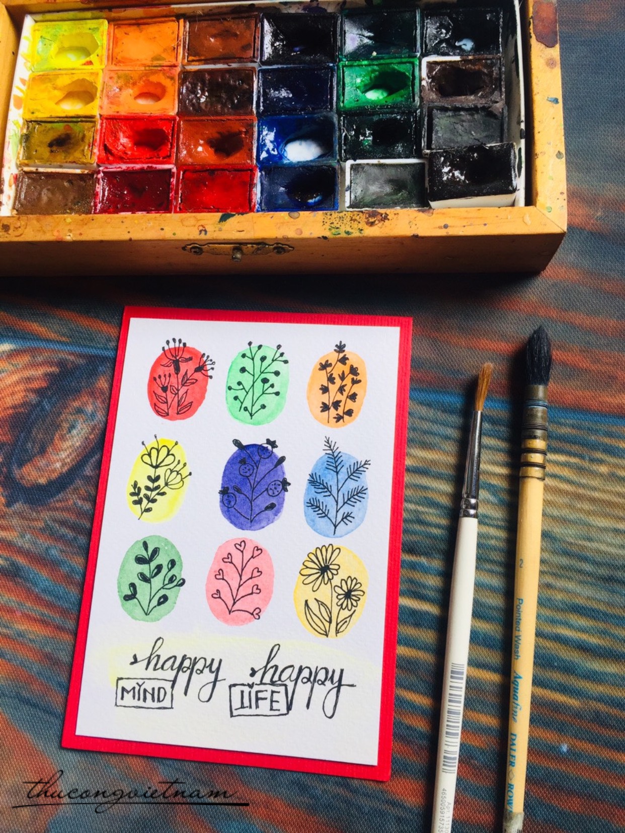 Thiệp Vẽ Màu Nước : 