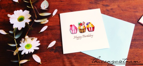 Thiệp Quilling HPBD Cupcake
