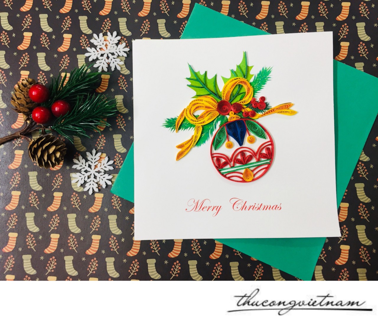 Thiệp Quilling Giáng Sinh - Mẫu 10