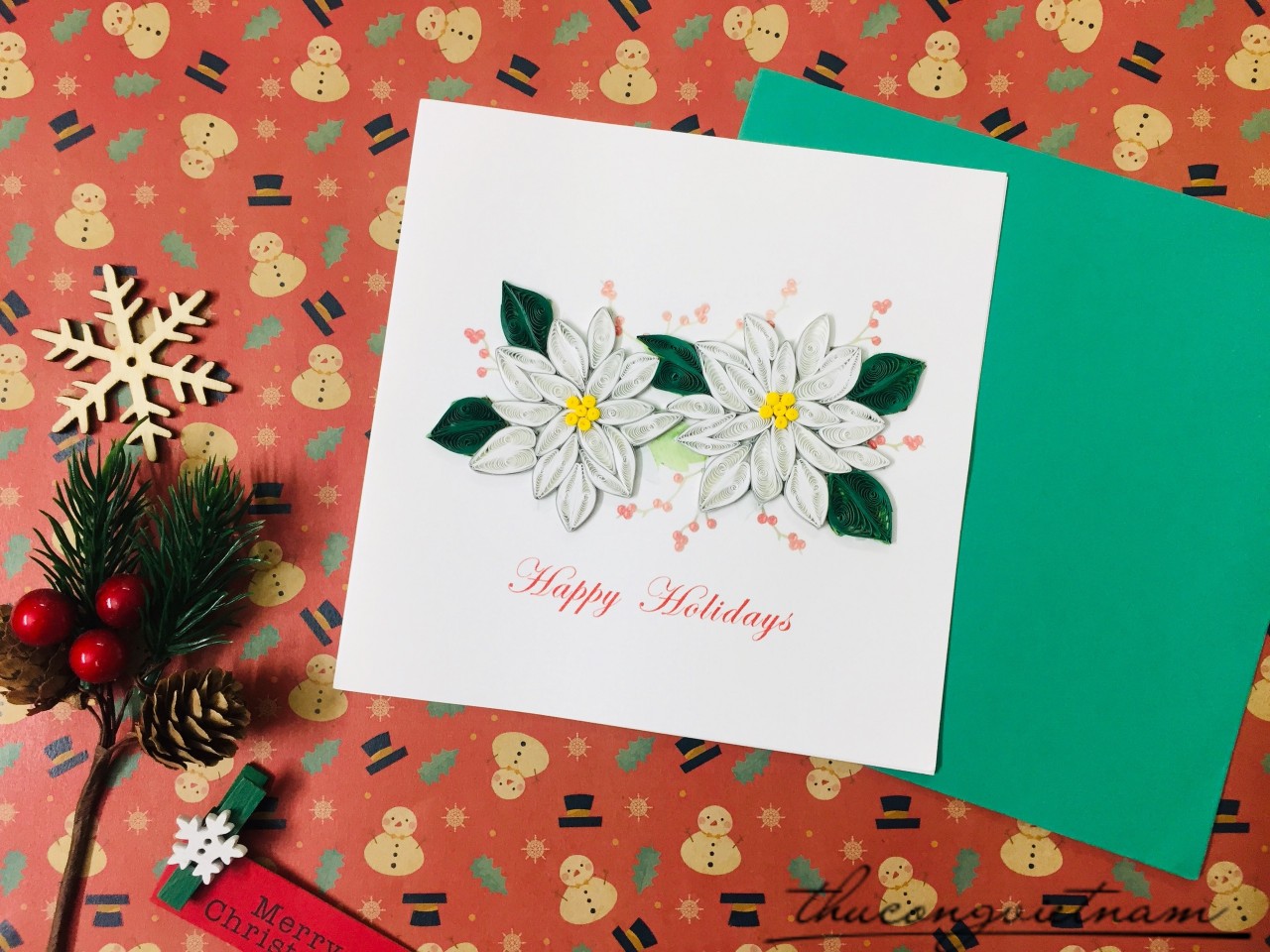 Thiệp Quilling Giáng Sinh - Mẫu 13