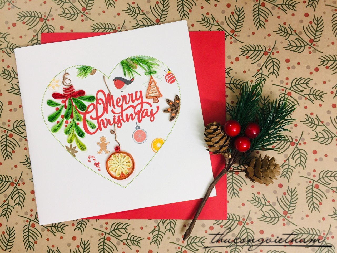 Thiệp Quilling Giáng Sinh - Mẫu 16