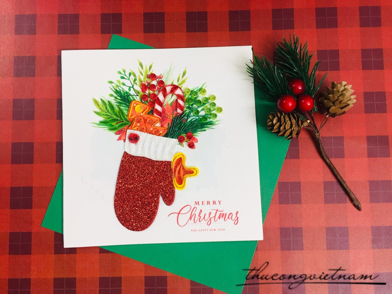 Thiệp Quilling Giáng Sinh - Mẫu 20