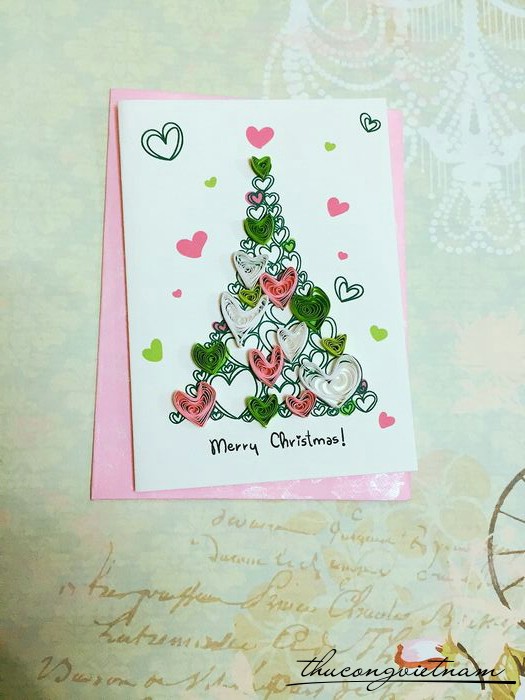 Thiệp Giáng Sinh Quilling Cây Thông 1