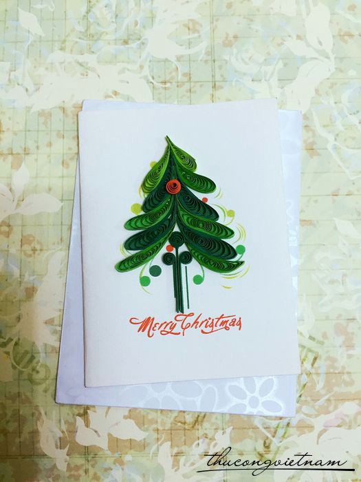 Thiệp Giáng Sinh Quilling Cây Thông 3