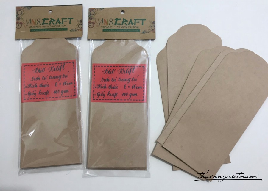 Bao lì xì giấy kraft trơn loại mỏng