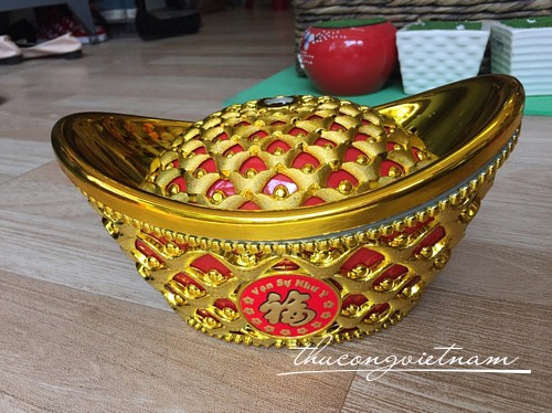 CCVB-06 Chậu vàng bạc thỏi vàng lưới đỏ lớn