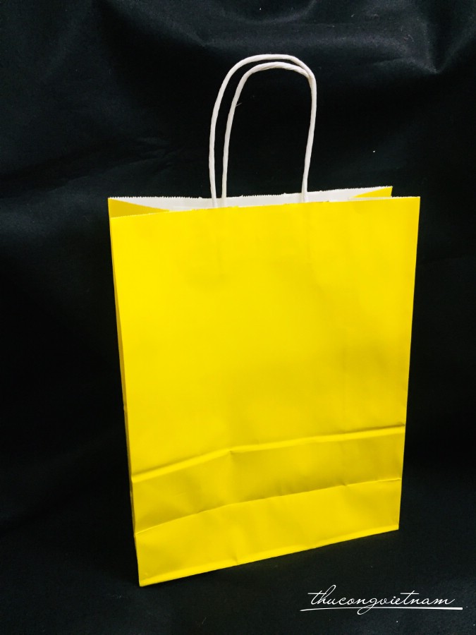 Túi giấy màu vàng quai giấy 22*11*26cm