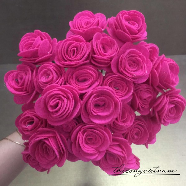 Kit hoa hồng vải nỉ màu hồng