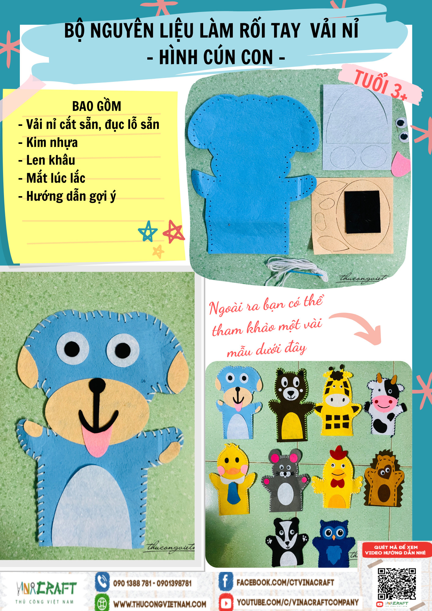 Kit rối tay cún con 