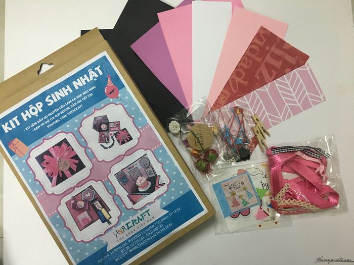 Bộ nguyên liệu kit thiệp hộp sinh nhật 