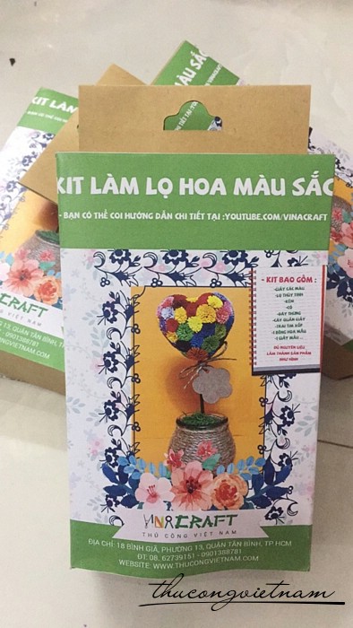 Bộ nguyên liệu làm lọ hoa màu sắc hình tim