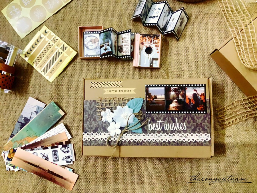 Hộp quà kraft vintage gói sẵn 