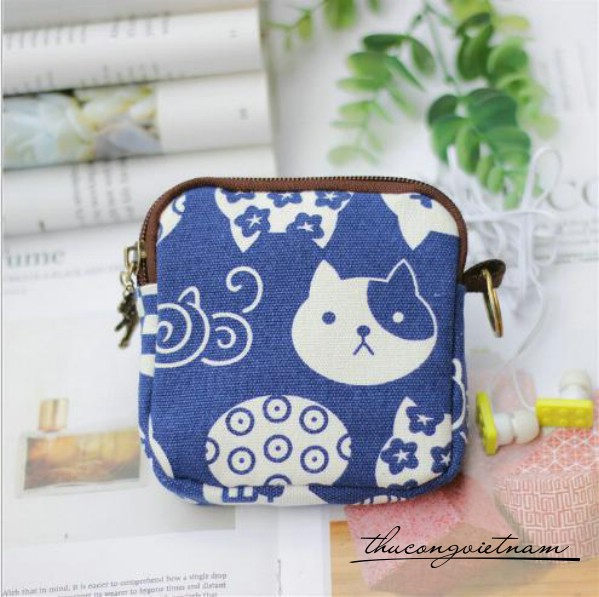 Ví handmade vải vintage 11*11*2cm- mẫu 6