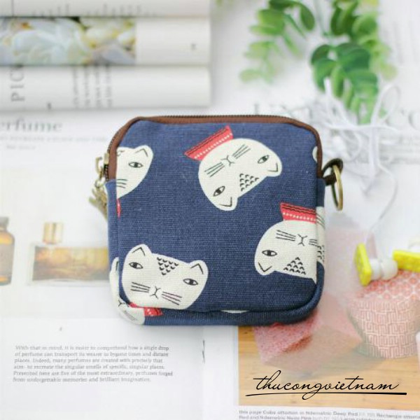 Ví handmade vải vintage 11*11*2cm- mẫu 4
