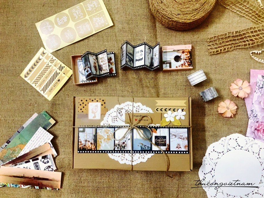 Hộp quà kraft vintage gói sẵn 
