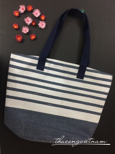Túi tote xanh sọc trắng 47*37cm