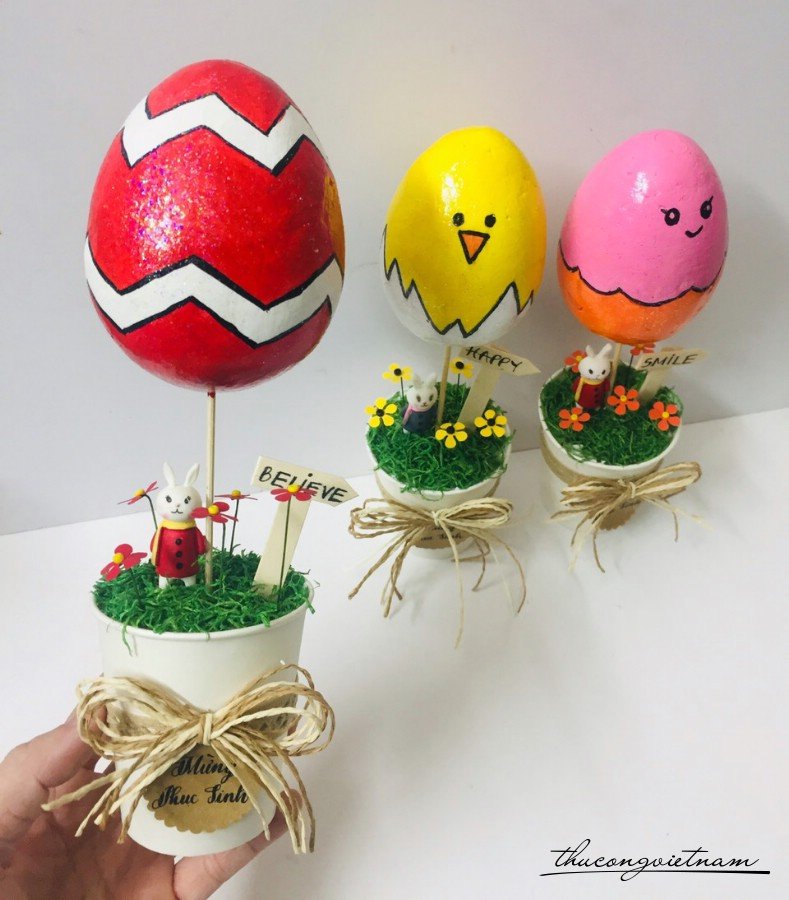 Chậu trứng vẽ - họa tiết