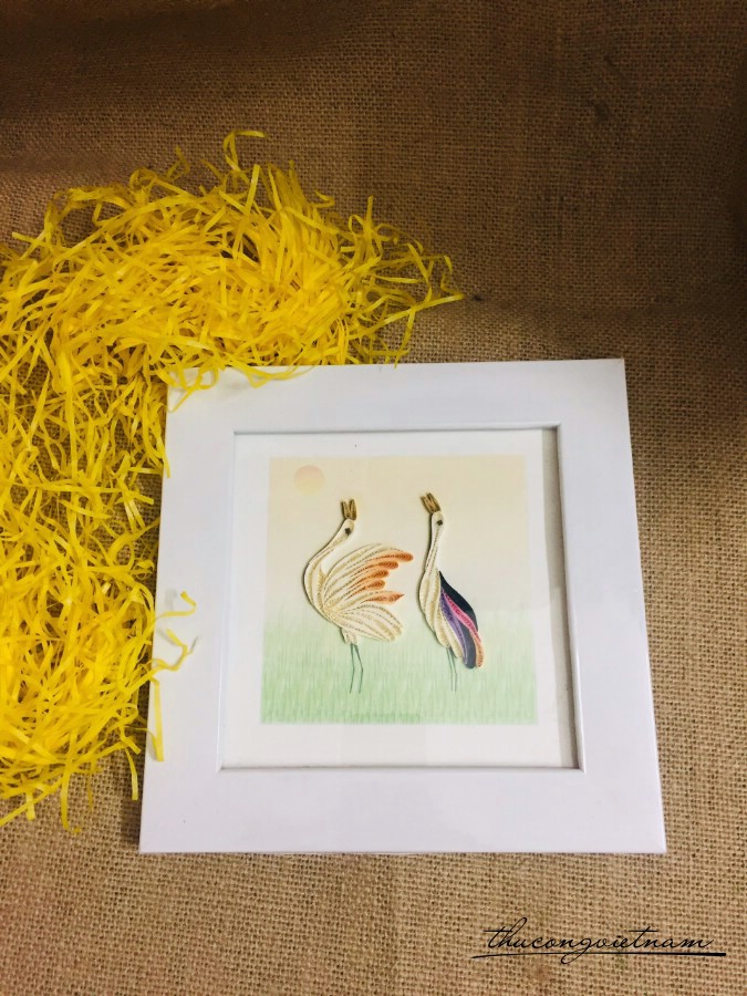Tranh quilling đôi chim 15*15cm