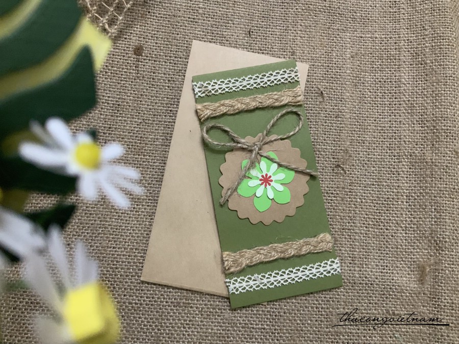 Thiệp tag hoa xanh 7*15cm