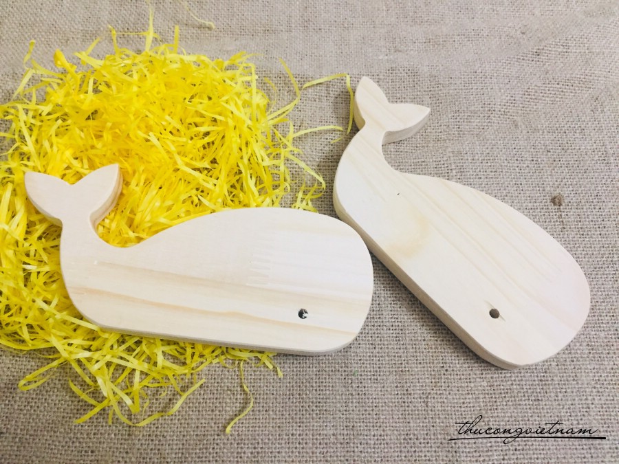 Cá voi xanh gỗ thông 17cm