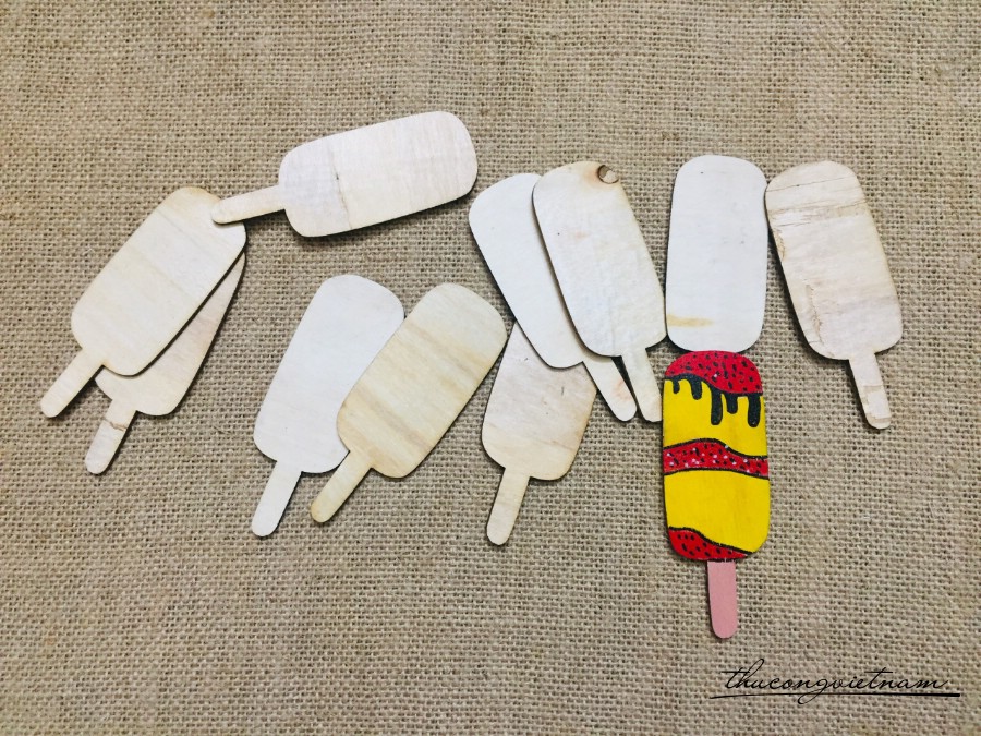 Thẻ gỗ trơn que kem kiểu 3-10cm