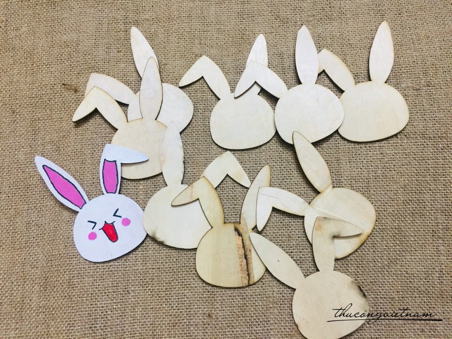 Thẻ gỗ trơn đầu thỏ - 7cm