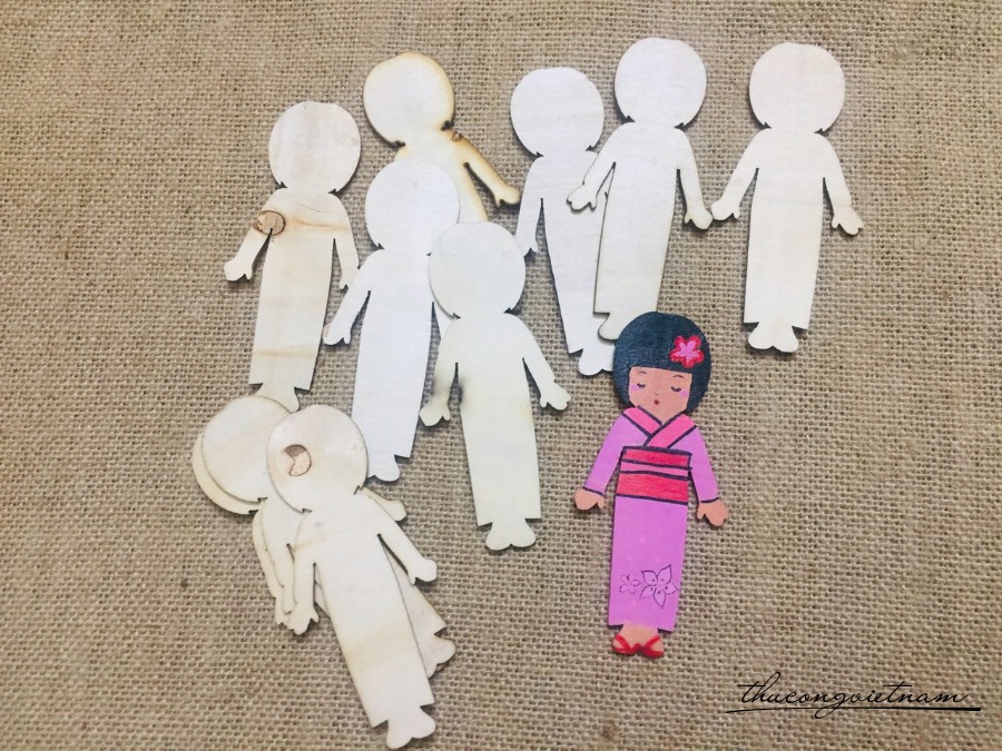 Thẻ gỗ trơn bé gái kiểu 2-12cm