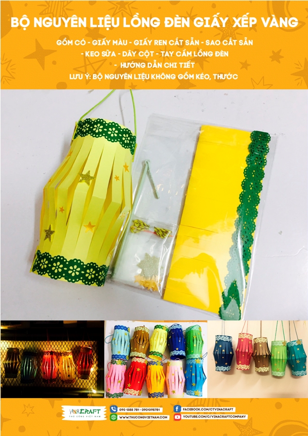 Bộ kit lồng đèn giấy xếp vàng 